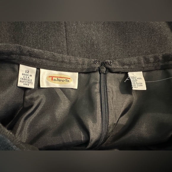 TALBOTS 100% Wool Maxi Skirt Charcoal Gray Lined Rear Slit Long Length Ankle - Picture 6 of 7